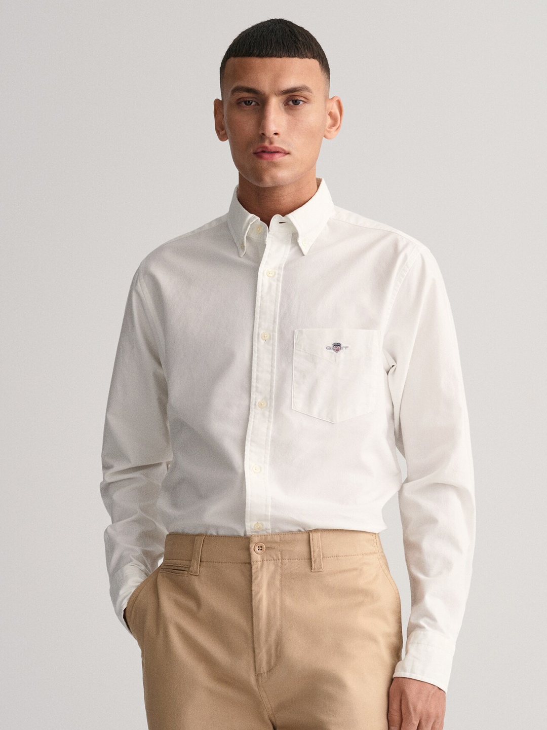 

GANT Solid Button Down Regular Fit Shirt, White
