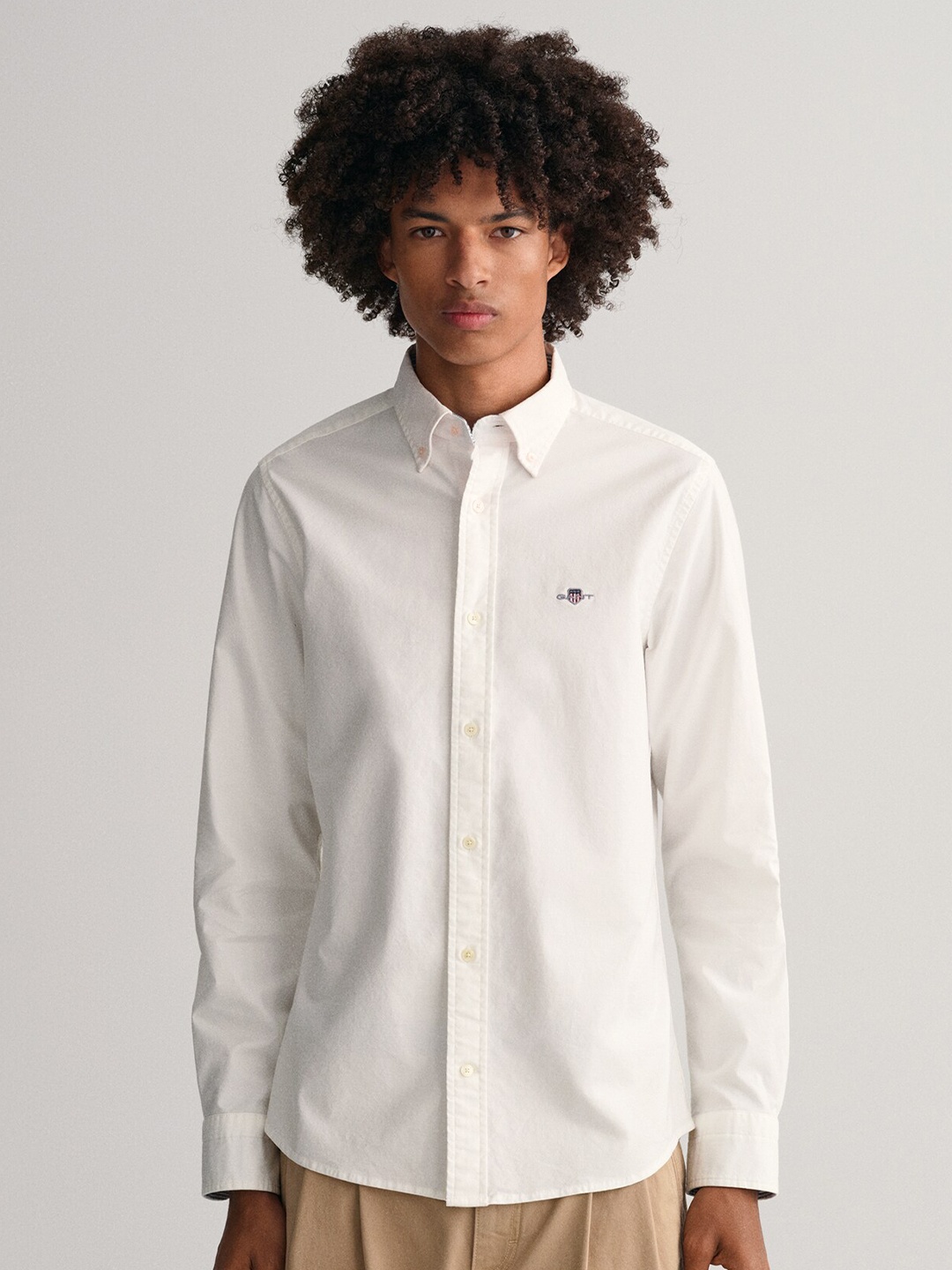 

GANT Solid Button Down Slim Fit Shirt, White