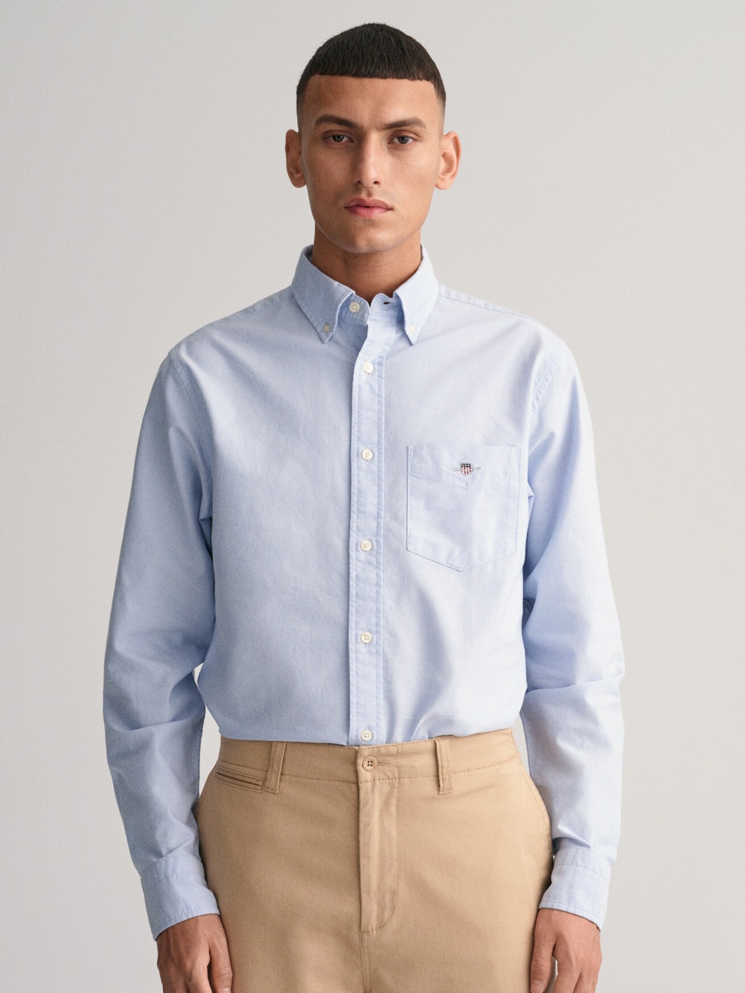 

GANT Solid Button Down Regular Fit Shirt, Blue