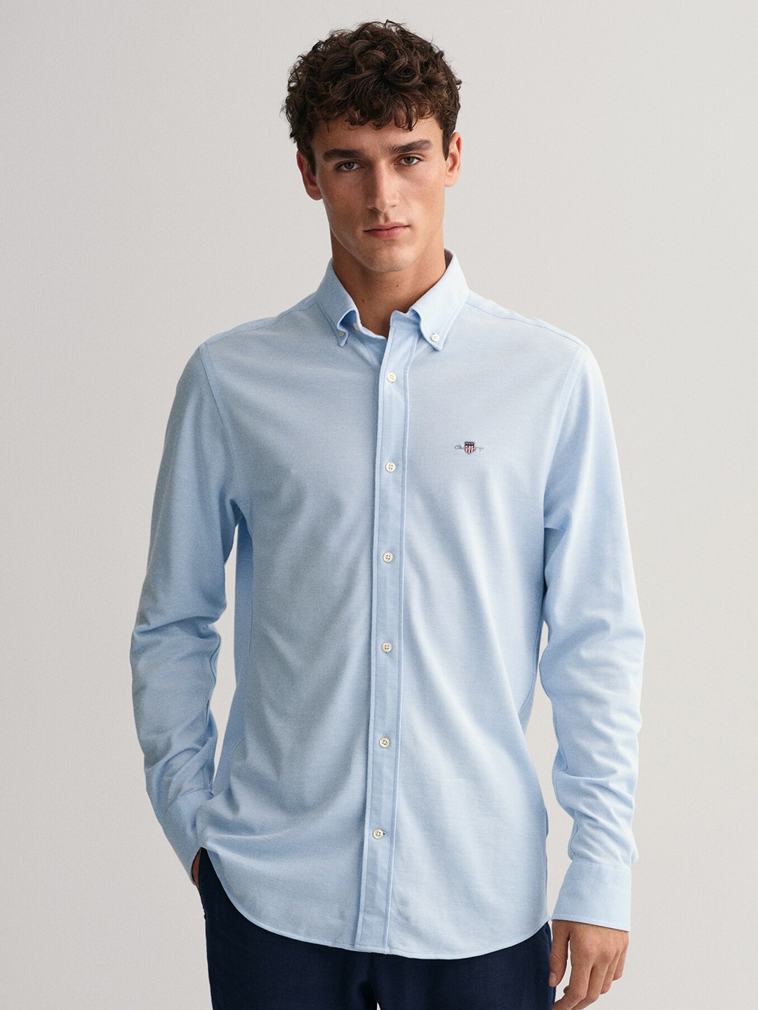 

GANT Solid Button Down Regular Fit Shirt, Blue