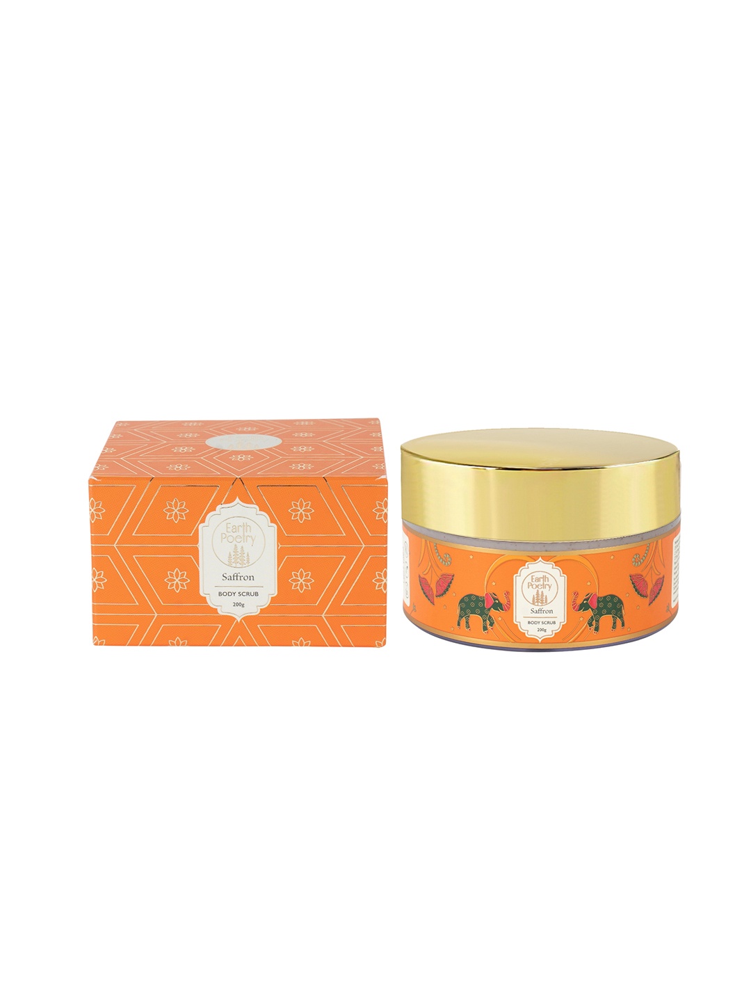 

EARTH POETRY Saffron Body Scrub with Walnut Shell Powder & Sandalwood extract - 200 g, Orange