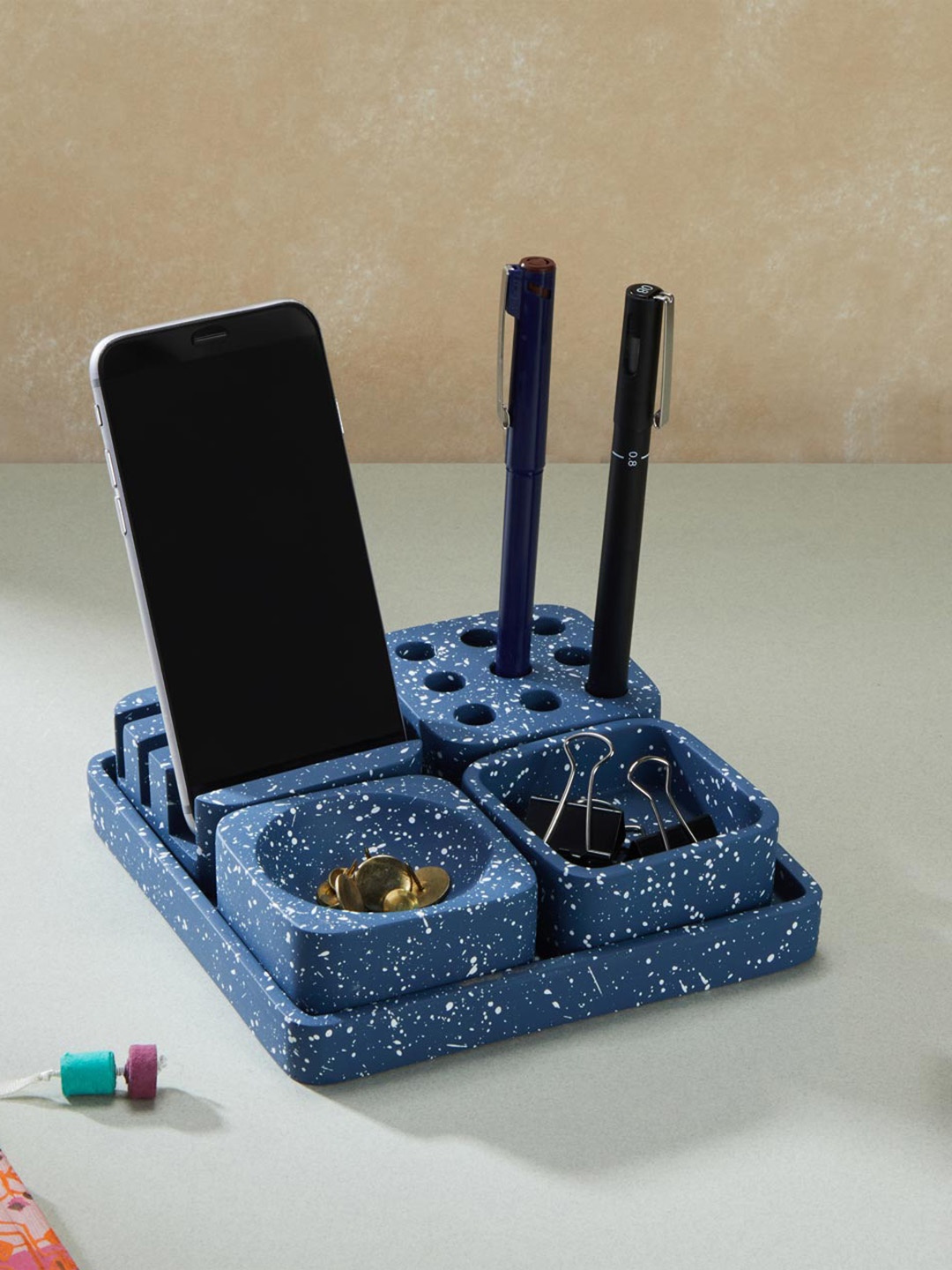 

Fabindia Blue Printed Concrete Gulmohar Organizer