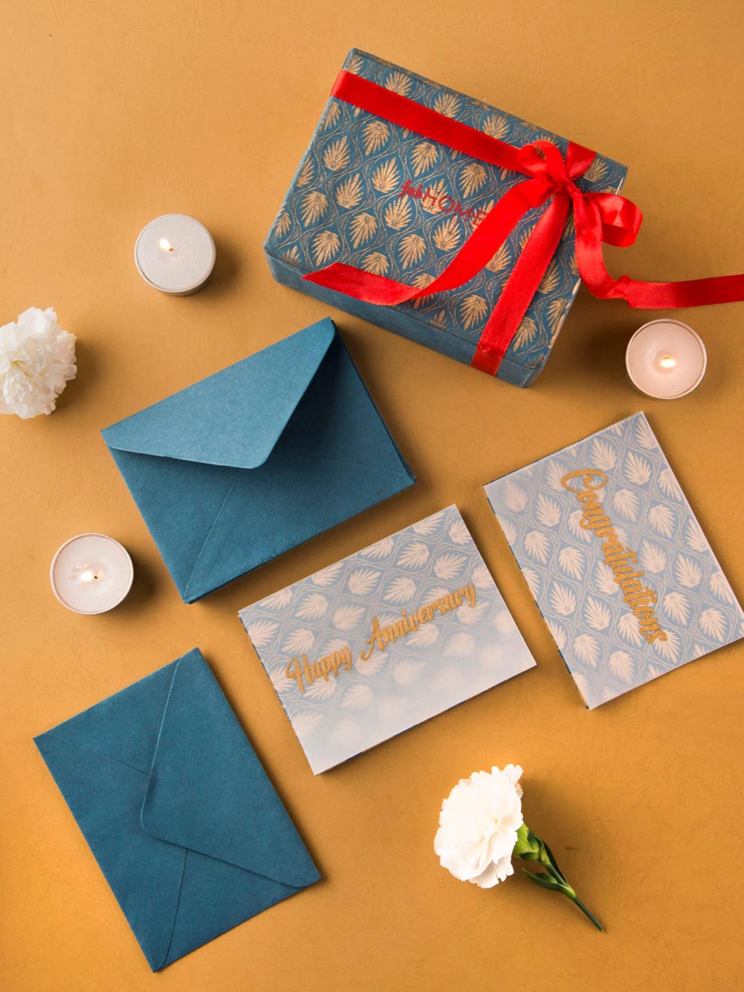 

Fabindia Set Of 12 Paper Printed Gift Card Set, Blue