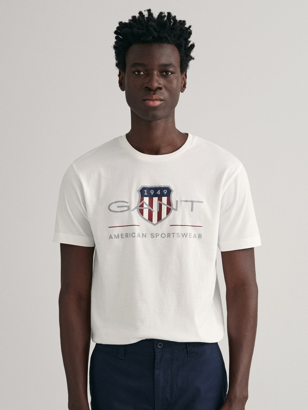 

GANT Printed Round Neck Regular Fit T-Shirt, White