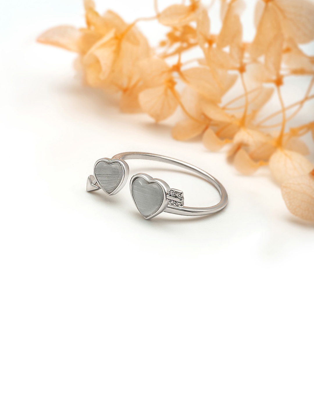 

SILBERRY 925 Sterling Silver Rhodium Plated Beaded Finger Ring