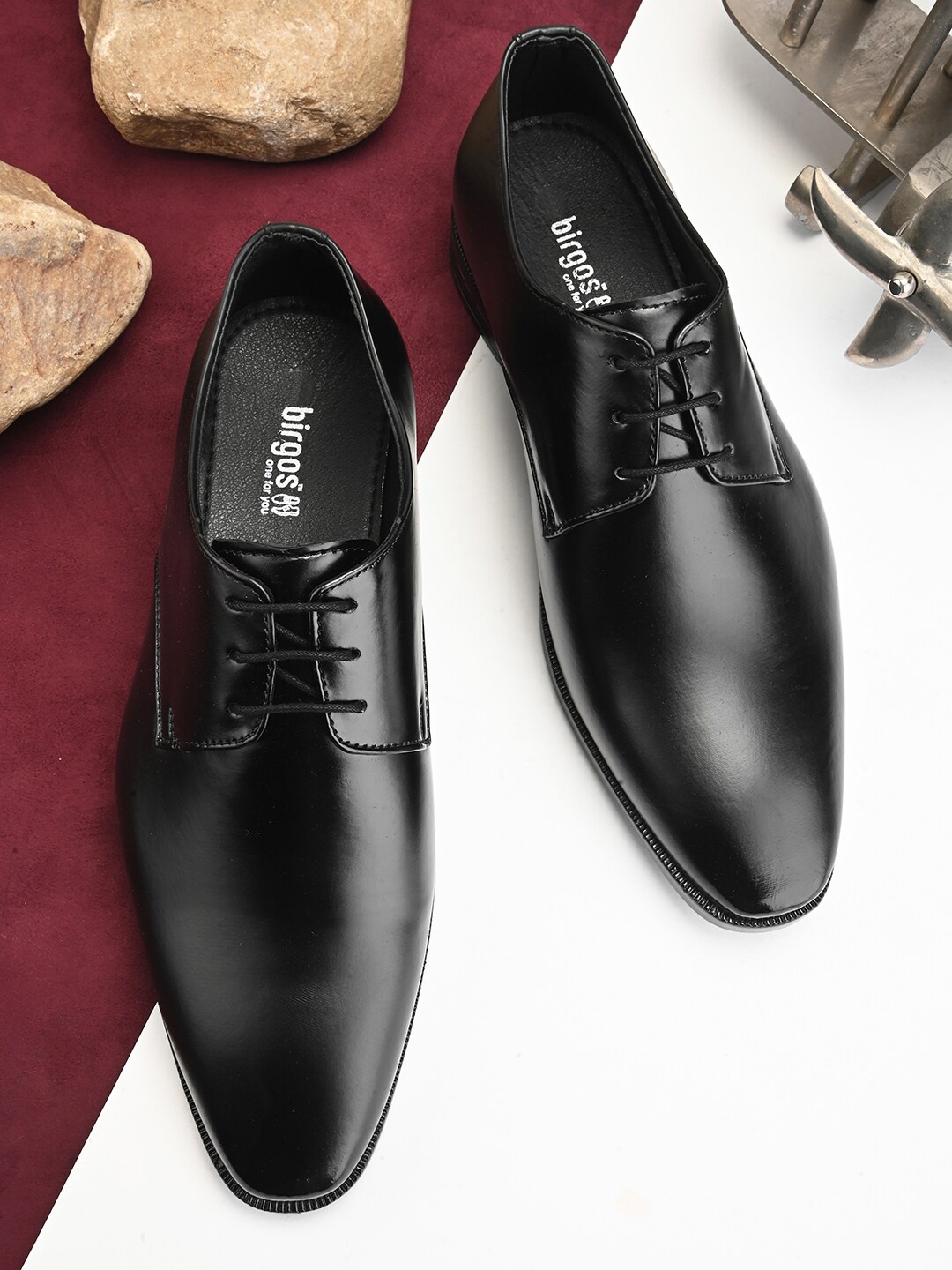 

birgos Men Round Toe Lace-Up Formal Derbys, Black