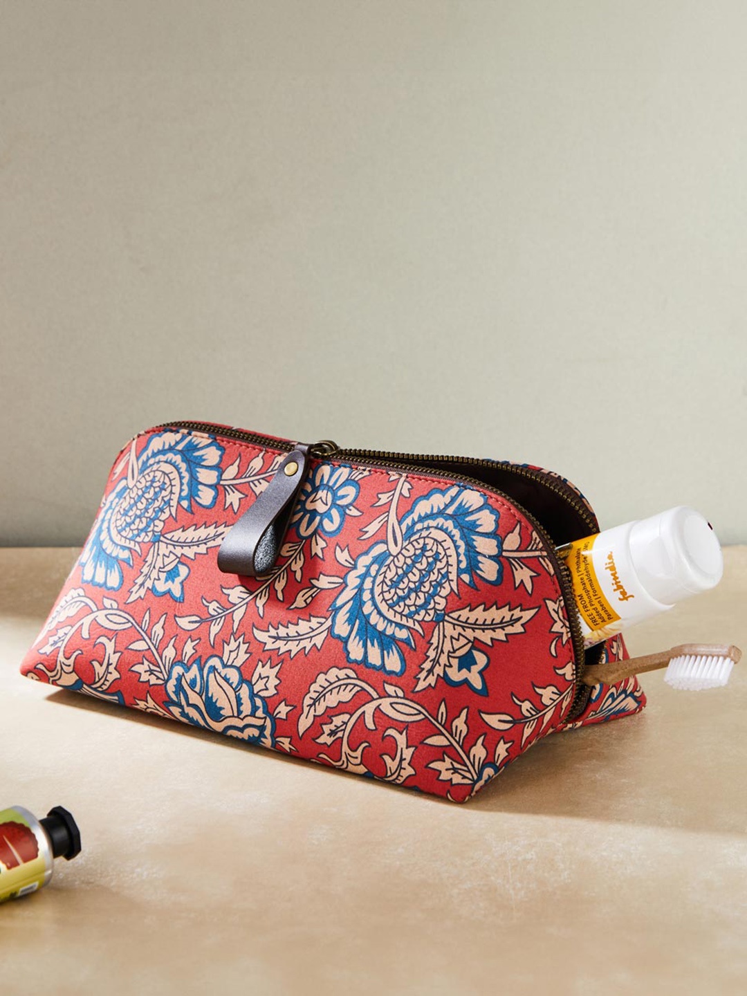 

Fabindia Ethnic Prints Travel Pouch, Red