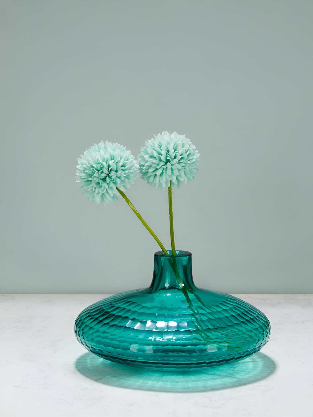 

Fabindia Teal Green Rasika Glass Table Vase