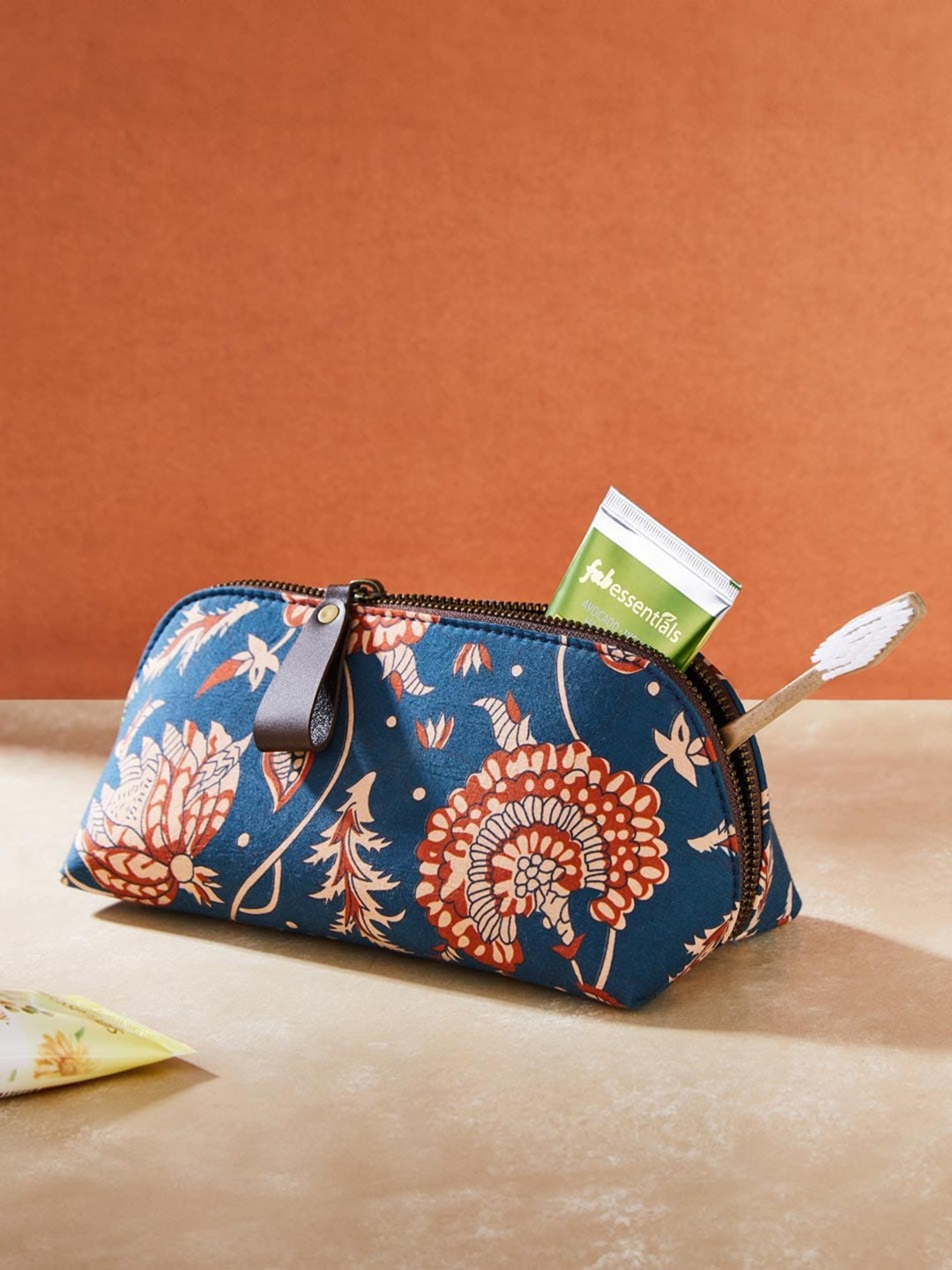 

Fabindia Gulmohar Printed Small Toiletry Bag, Blue