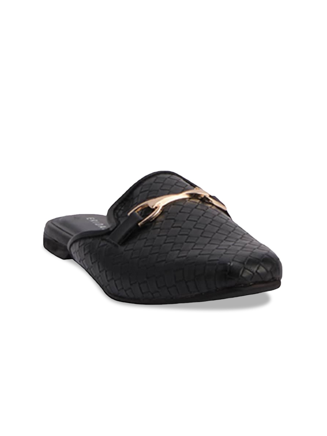 

ERIDANI Textured Square Toe Block Mules, Black