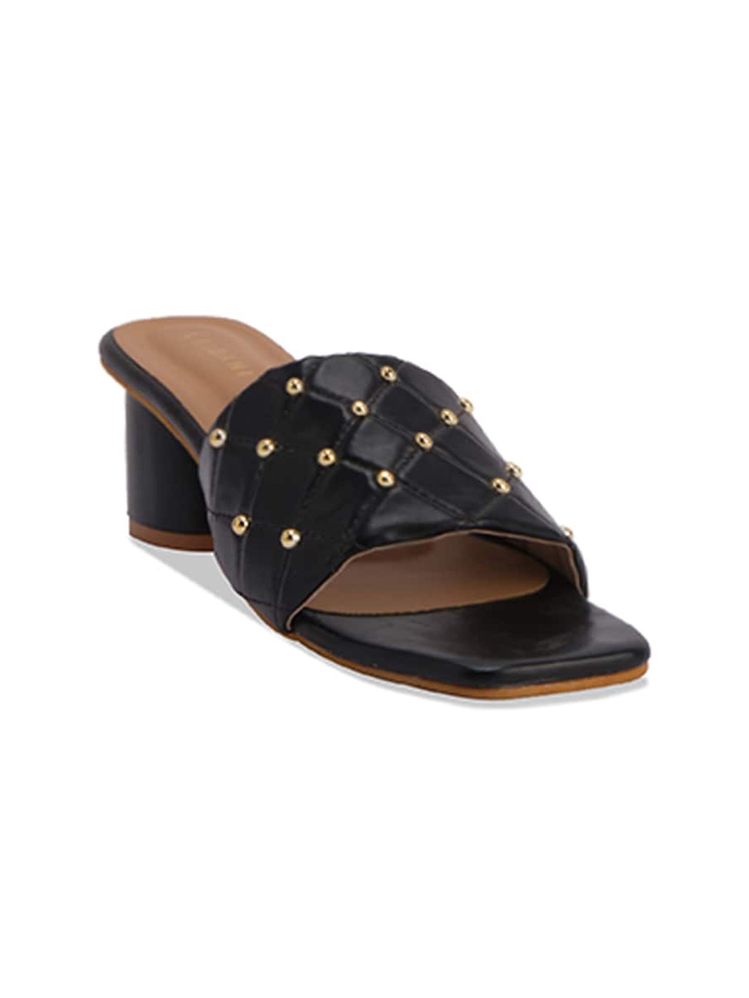 

ERIDANI Embellished Open Toe Block Heels, Black