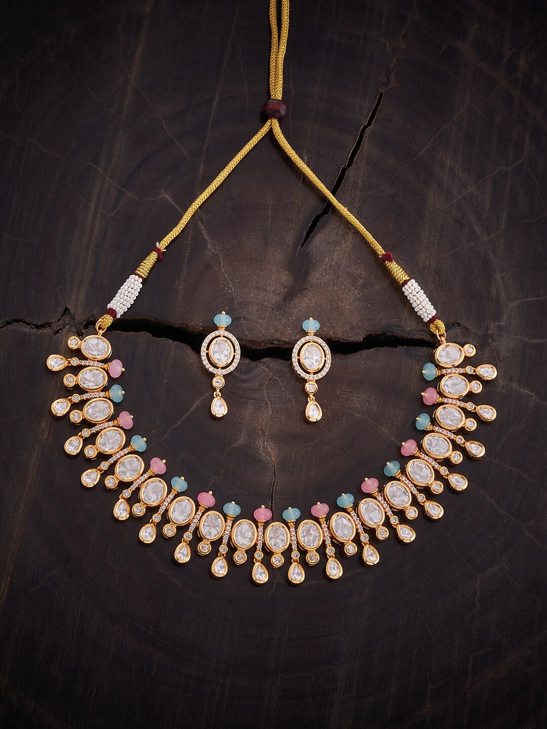 

Kushal's Fashion Jewellery kundan Studded Jewellery Set, Gold