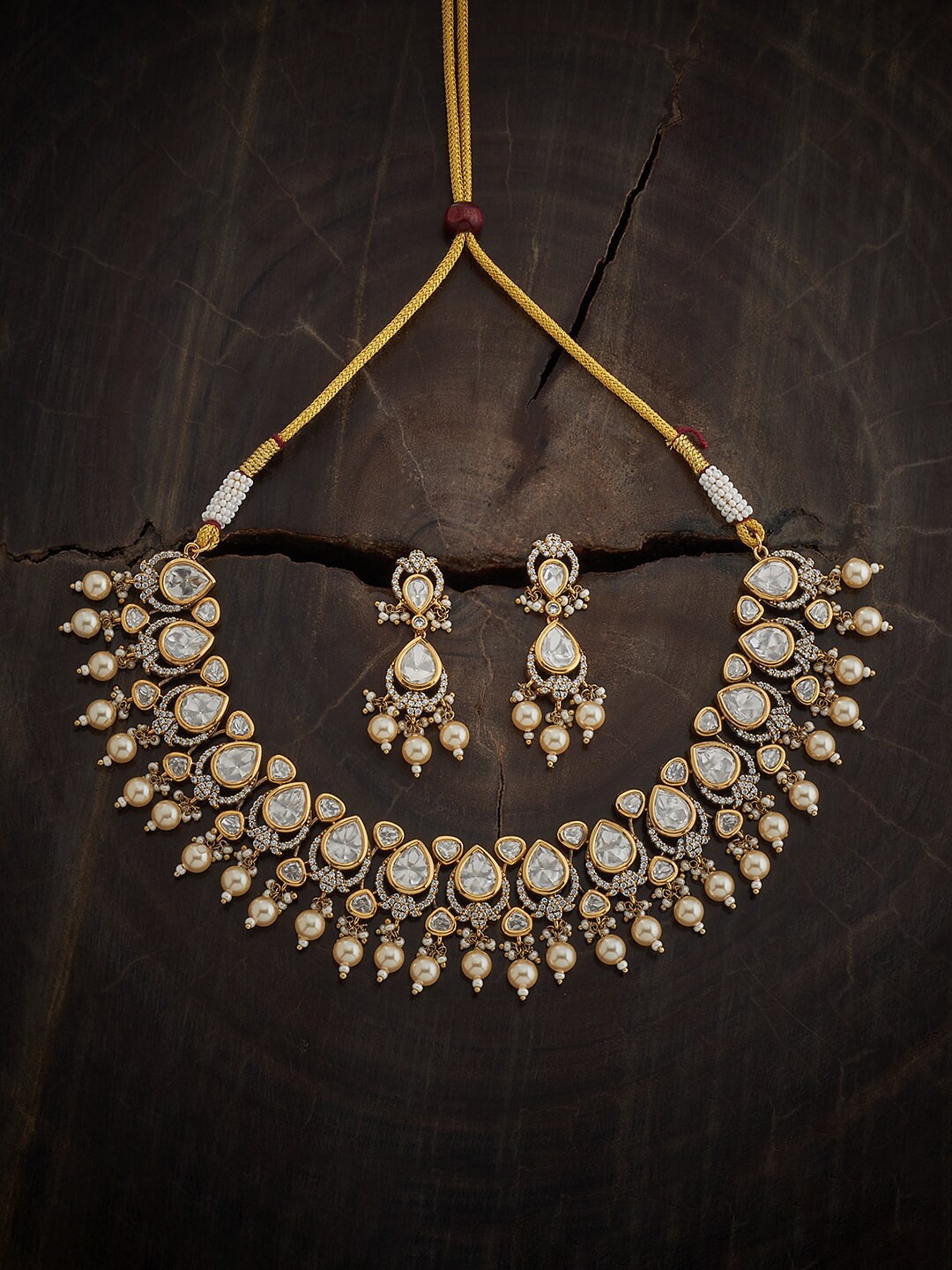 

Kushal's Fashion Jewellery Kundan Studded & Beaded Jewellery Set, Gold