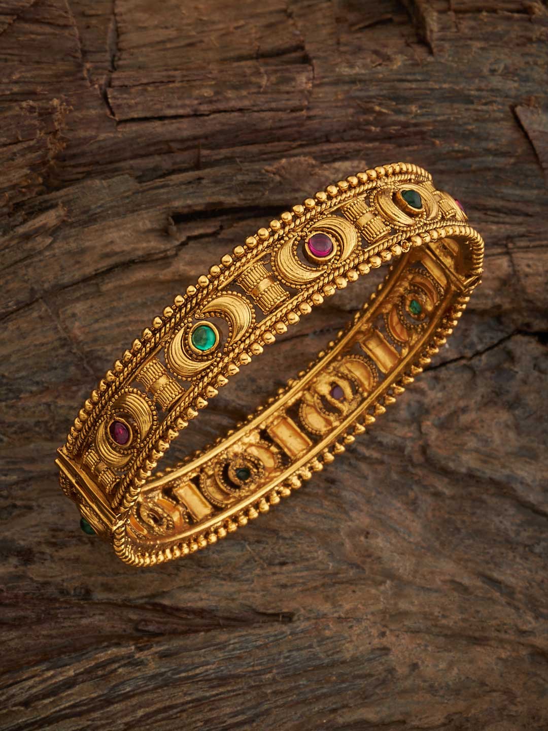 

Kushal's Fashion Jewellery Gold-Plated Stone-Studded Bangle