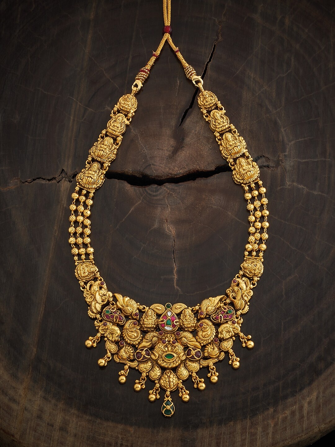 

Kushal's Fashion Jewellery 92.5 Silver Gold-Plated Temple Necklace