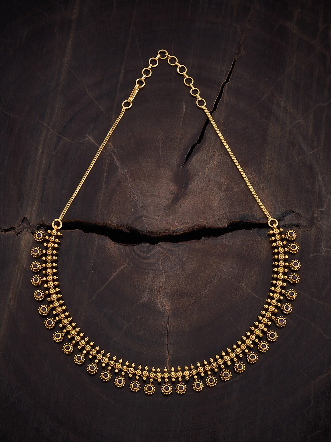 

Kushal's Fashion Jewellery Gold-Plated Stones Studded Antique Necklace