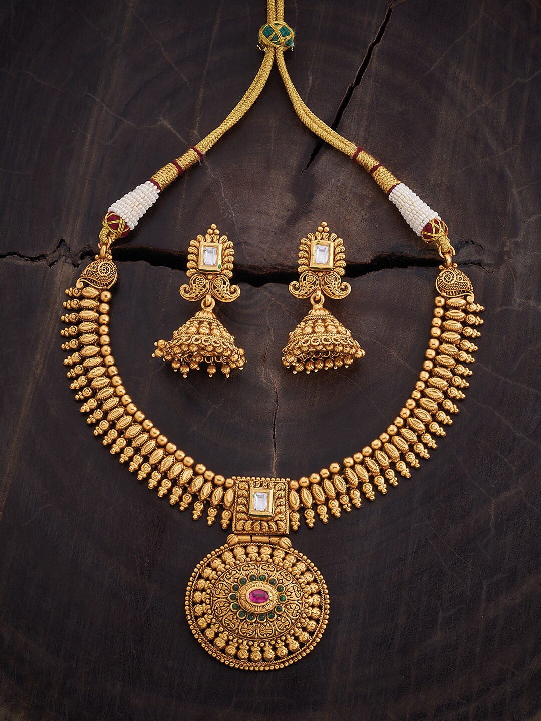 

Kushal's Fashion Jewellery Gold-Plated Stone Studded Jewellery Set