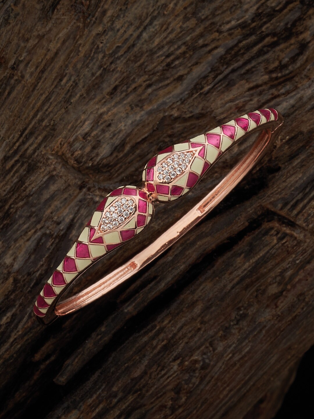 

Kushal's Fashion Jewellery Rose Gold-Plated Cubic Zirconia Bangle-Style Bracelet