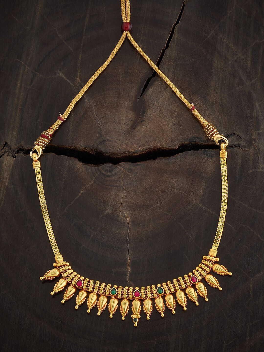 

Kushal's Fashion Jewellery 92.5 Silver Gold-Plated Temple Necklace