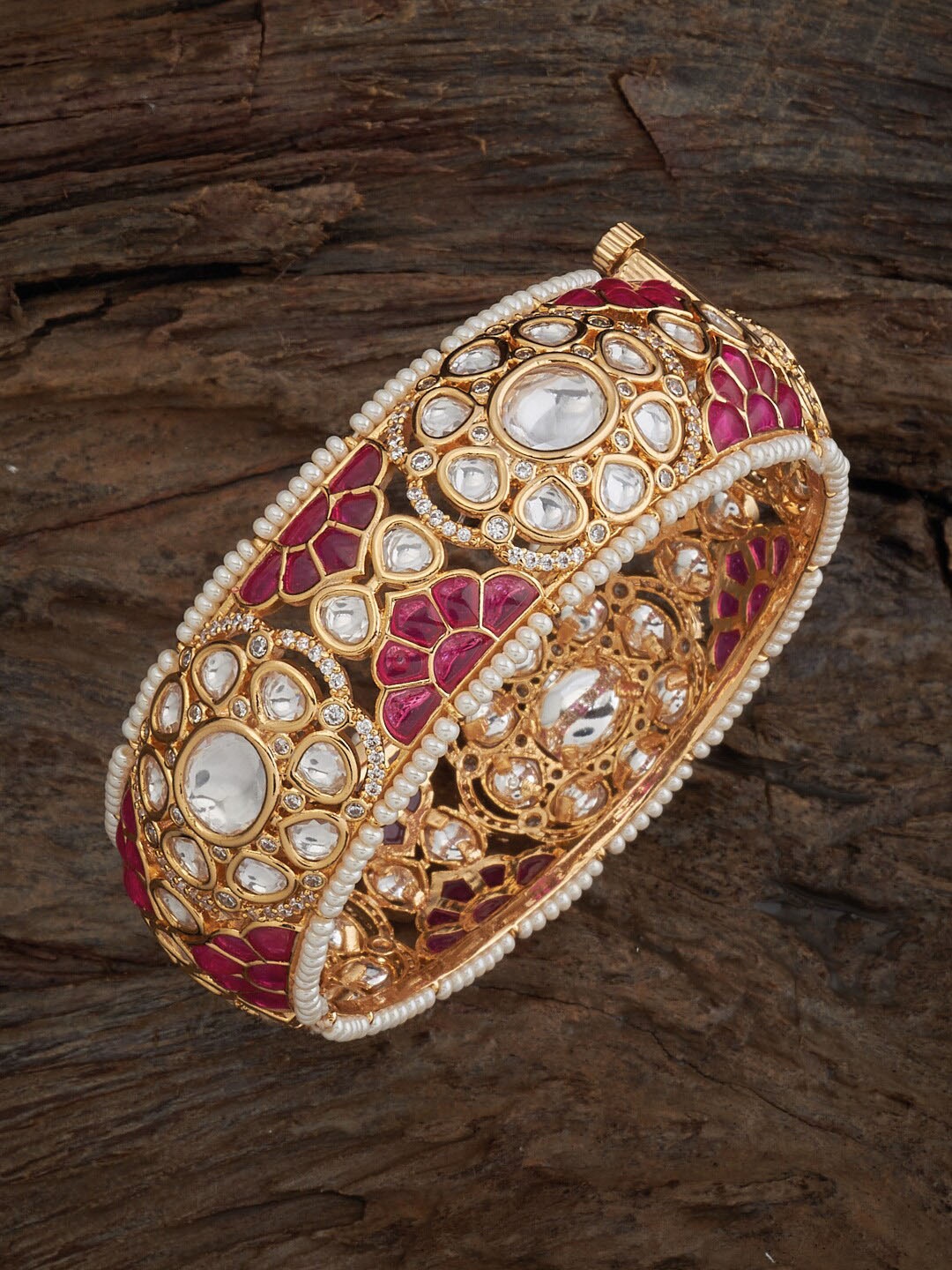 

Kushal's Fashion Jewellery Kundan-Studded Bangle, Gold