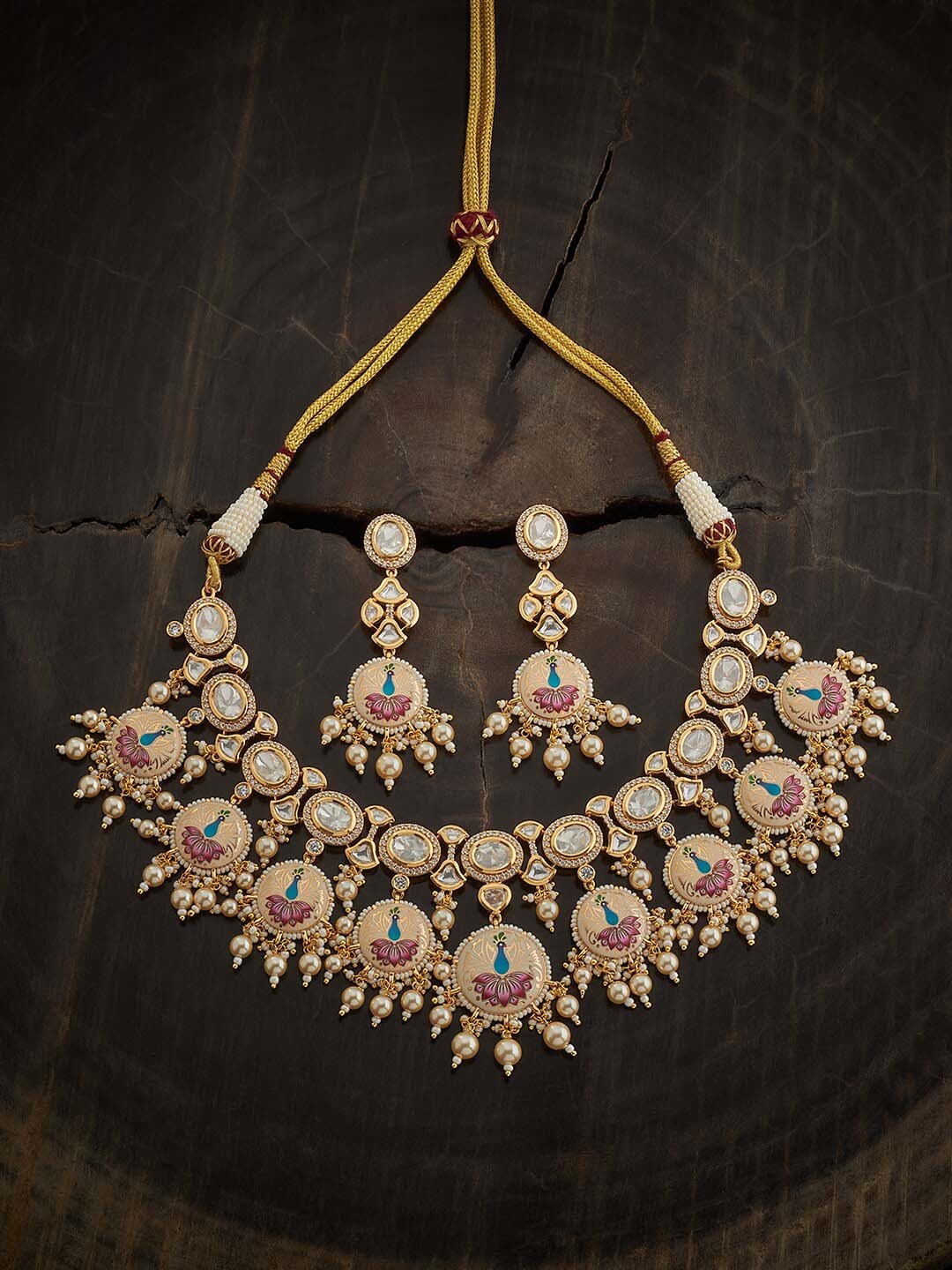 

Kushal's Fashion Jewellery Kundan Studded Jewellery Set, Gold