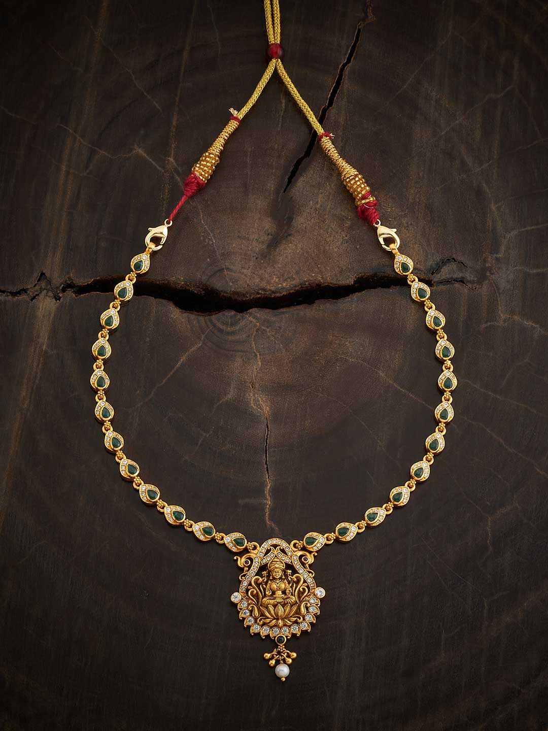 

Kushal's Fashion Jewellery 92.5 Silver Gold-Plated Temple Necklace