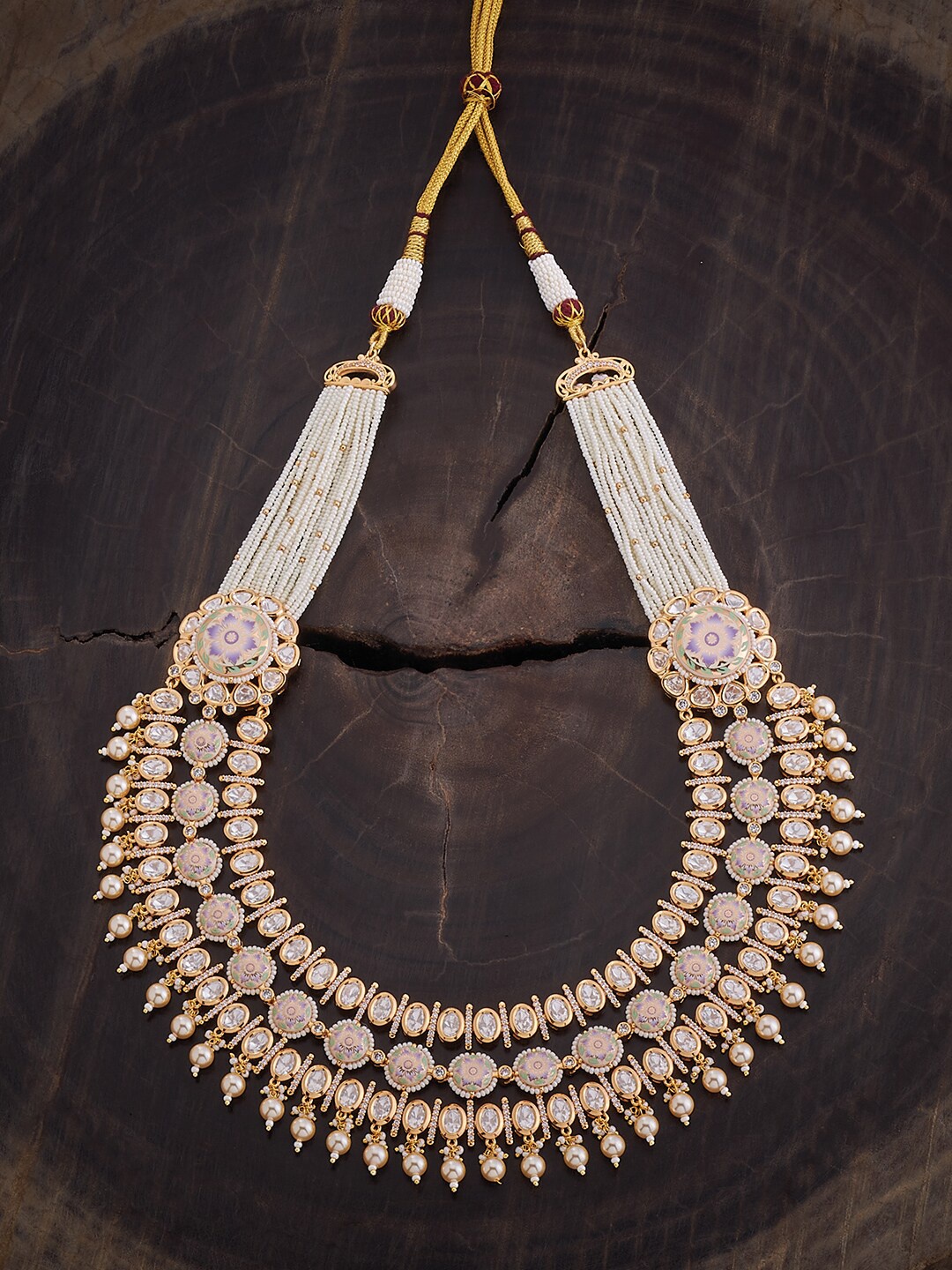 

Kushal's Fashion Jewellery Copper Kundan-Studded & Beaded Necklace, Gold