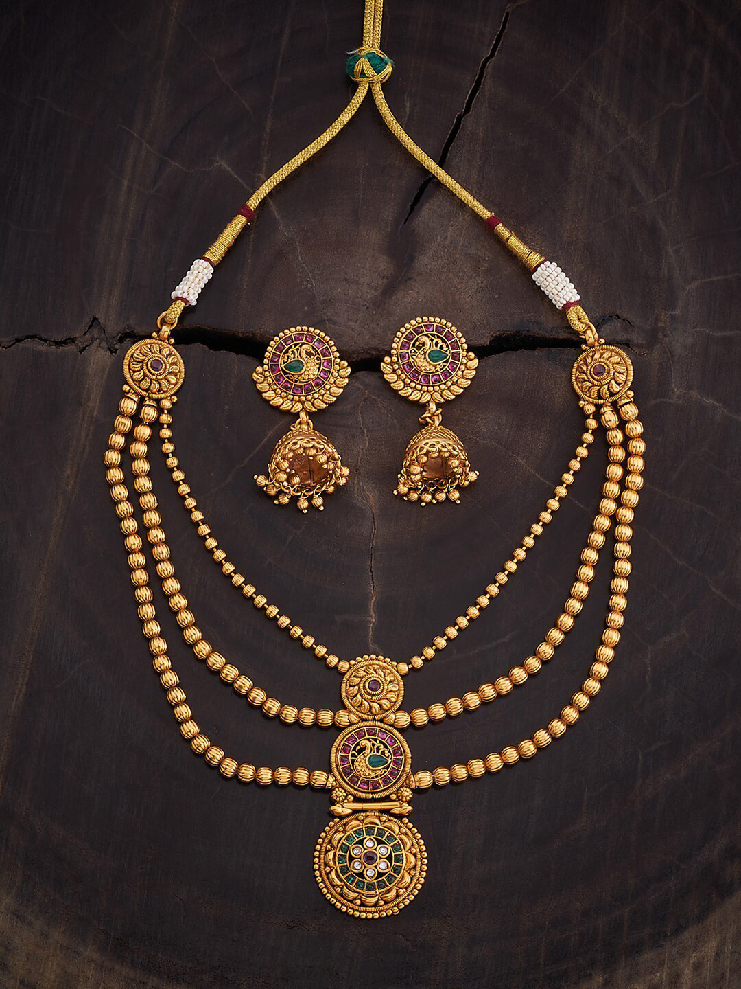 

Kushal's Fashion Jewellery Gold-Plated Stone Studded Jewellery Set
