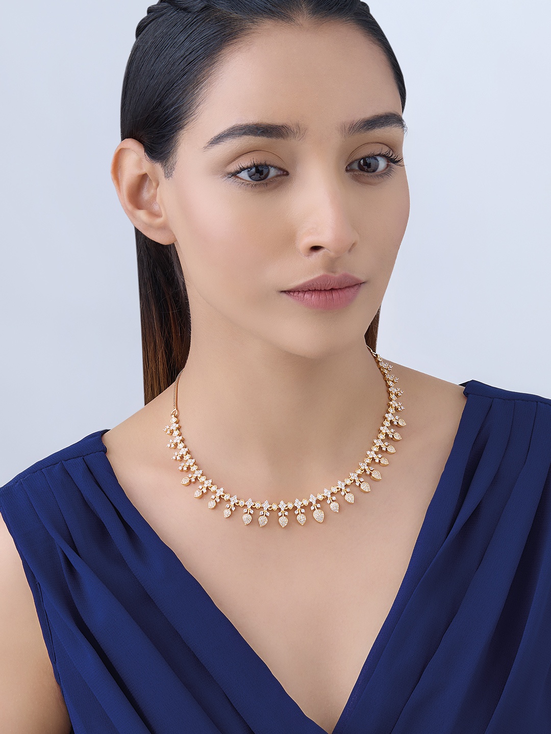 

Kushal's Fashion Jewellery Gold-Plated Cubic Zirconia Studded Necklace
