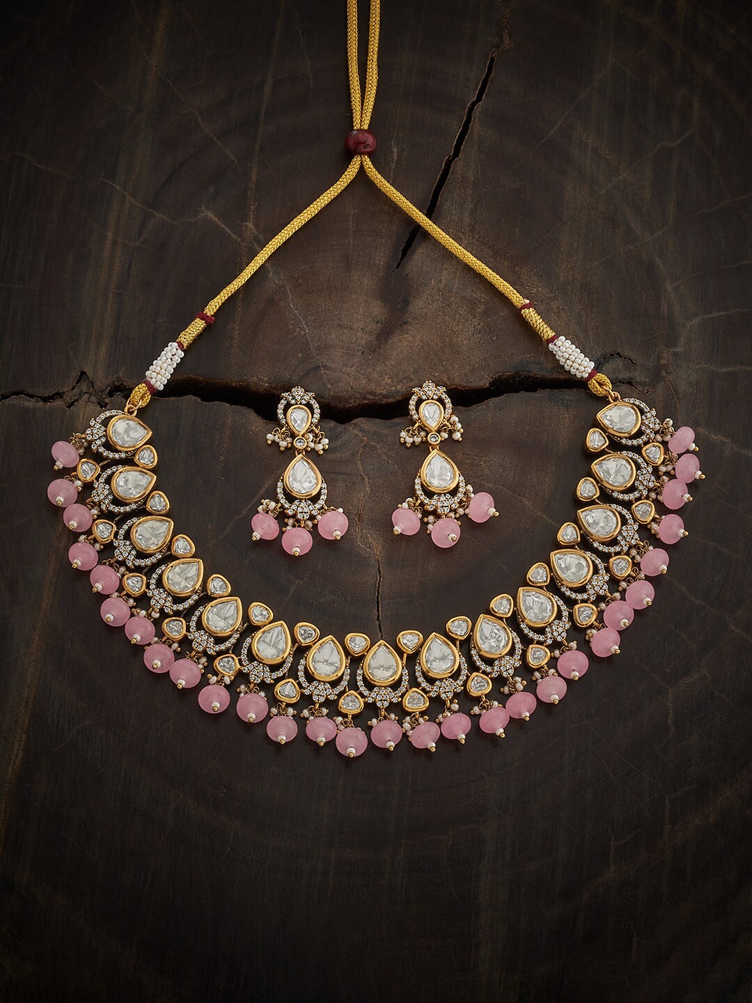 

Kushal's Fashion Jewellery Kundan Studded & Beaded Jewellery Set, Gold