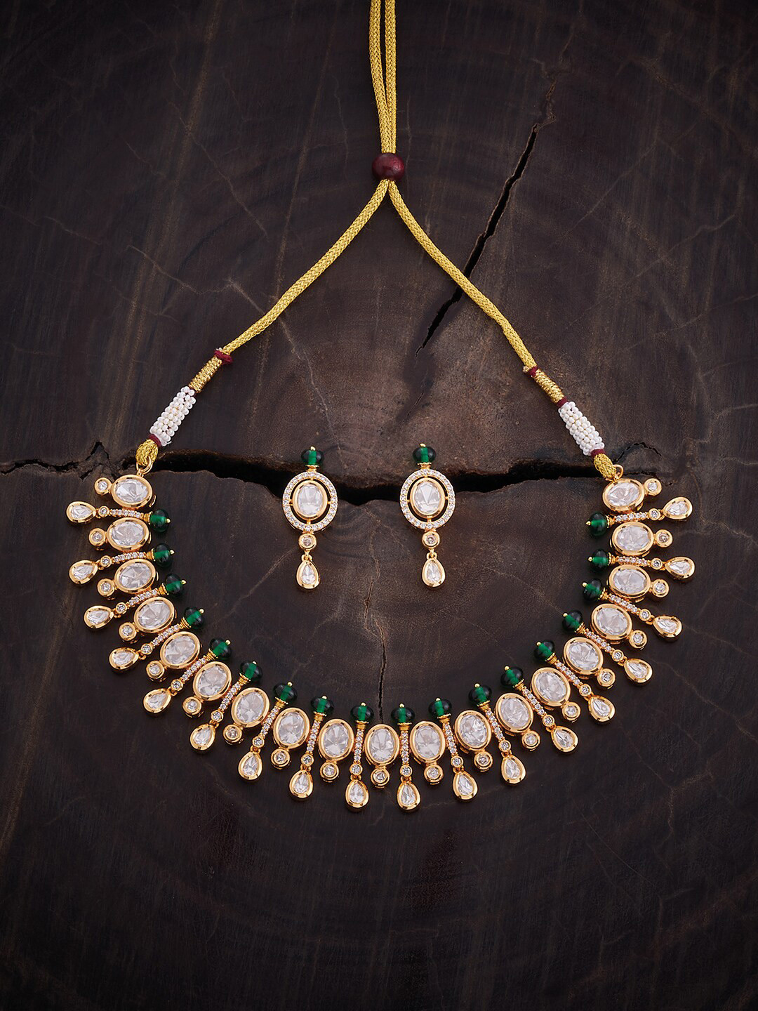 

Kushal's Fashion Jewellery Kundan Studded & Beaded Jewellery Set, Gold