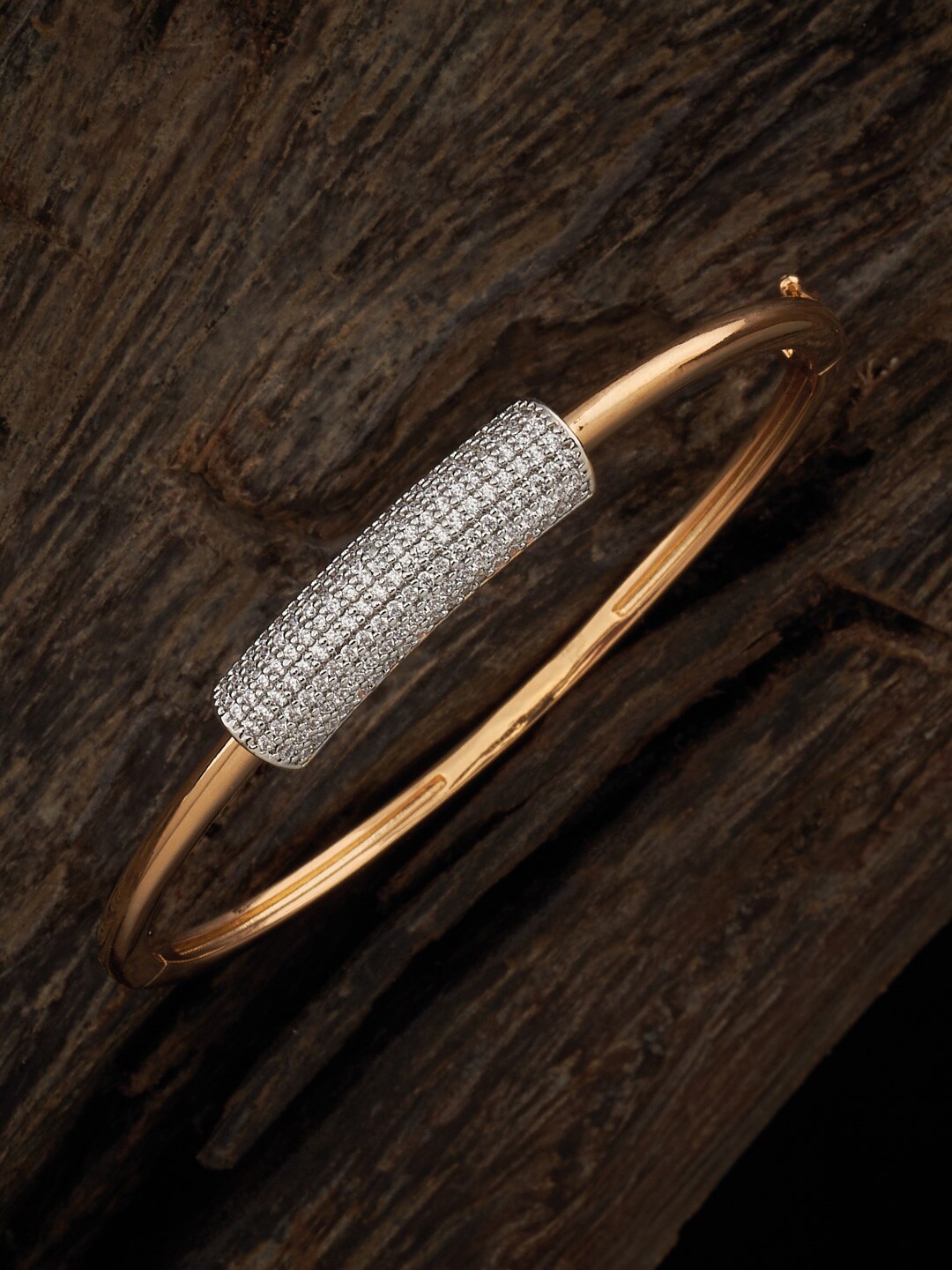 

Kushal's Fashion Jewellery Cubic Zirconia Rhodium-Plated Cuff Bracelet, Silver