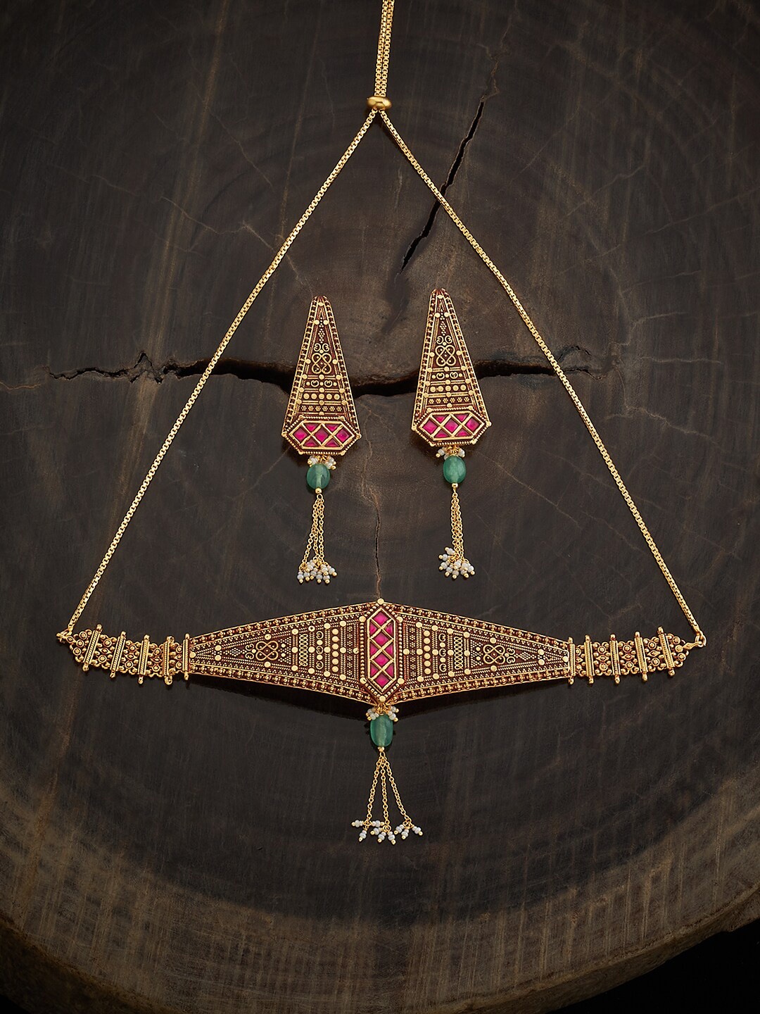 

Kushal's Fashion Jewellery Kundan Studded Jewellery Set, Gold