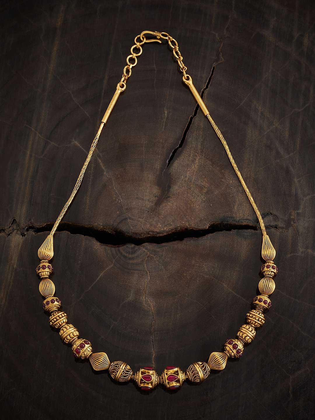

Kushal's Fashion Jewellery 92.5 Pure Silver Gold-Plated Temple Necklace