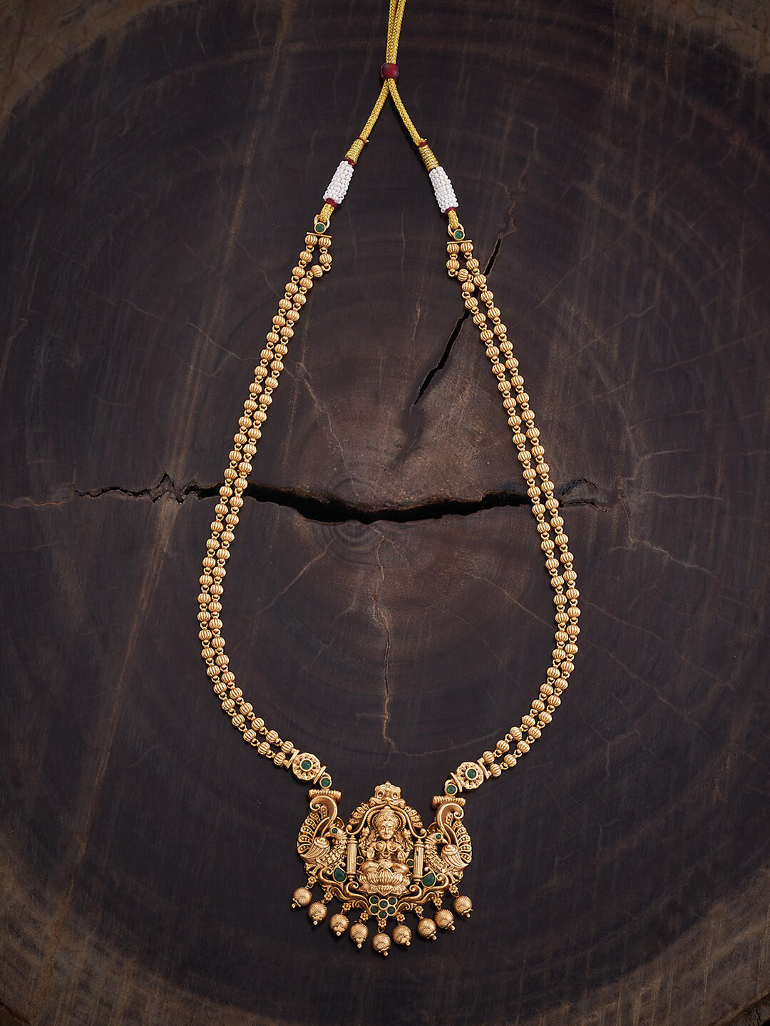 

Kushal's Fashion Jewellery Gold-Plated Stones Studded Temple Necklace