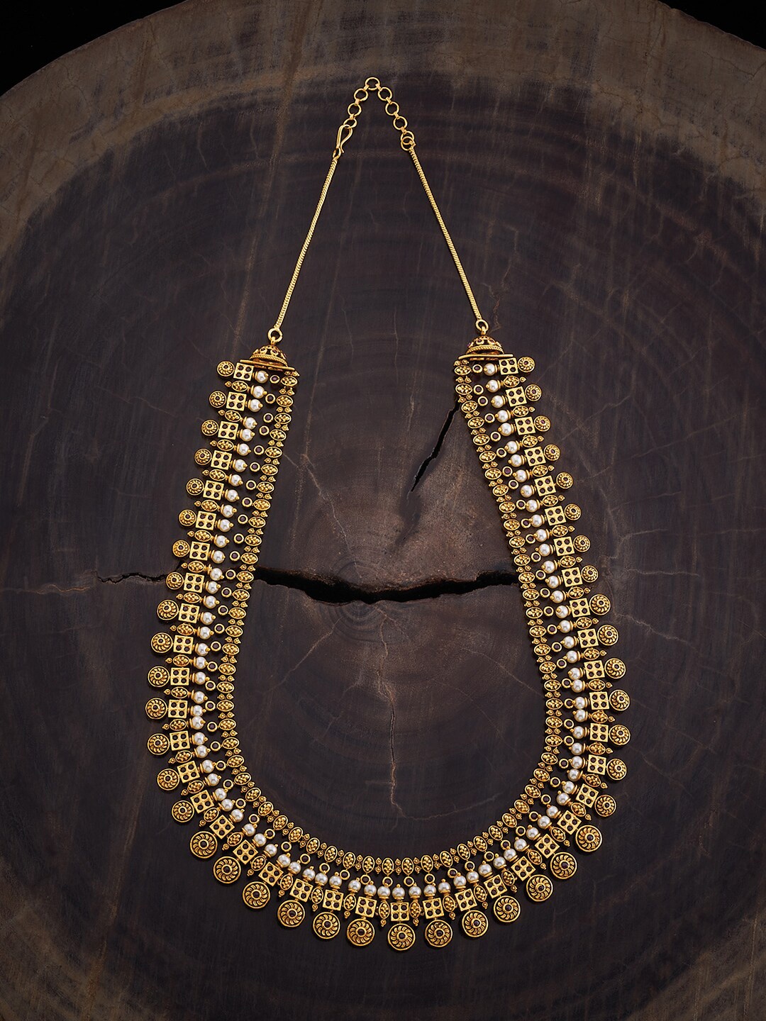 

Kushal's Fashion Jewellery Gold-Plated Stones Studded Antique Necklace