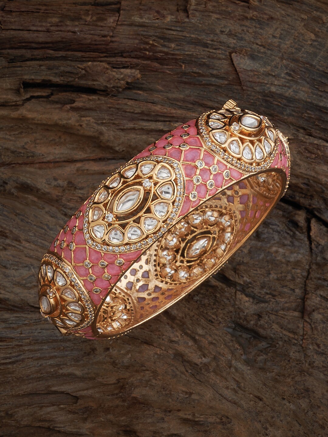 

Kushal's Fashion Jewellery Kundan-Studded Bangle, Gold