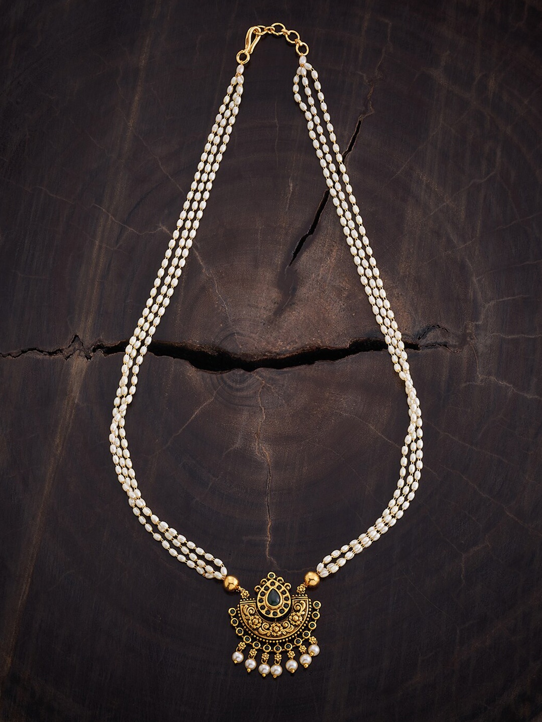 

Kushal's Fashion Jewellery Gold-Plated Stones-Studded & Beaded Antique Necklace