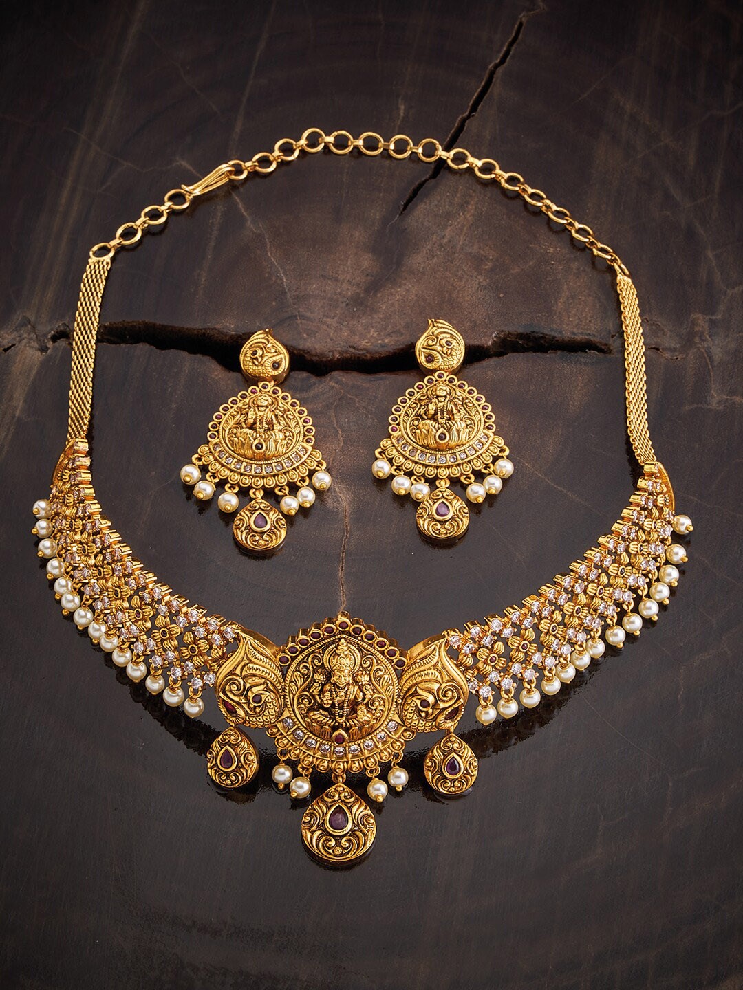 

Kushal's Fashion Jewellery Gold-Plated CZ Studded Jewellery Set