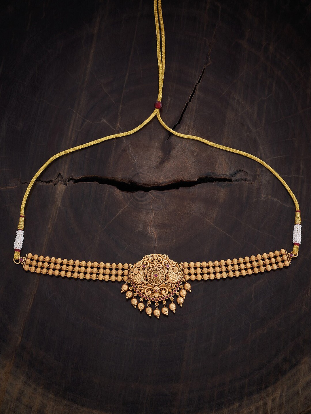 

Kushal's Fashion Jewellery Gold-Plated Stone Studded Antique Necklace
