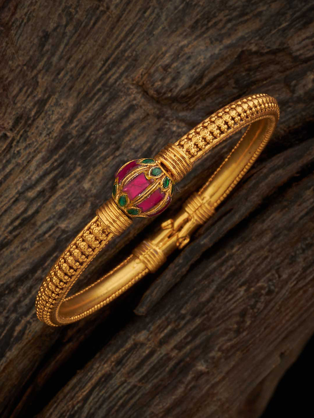 

Kushal's Fashion Jewellery Gold-Plated Antique Kada Bracelet