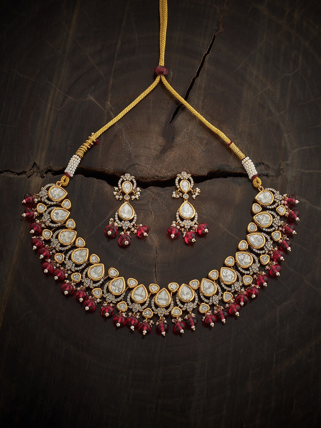 

Kushal's Fashion Jewellery Gold-Plated Kundan Studded & Beaded Jewellery Set