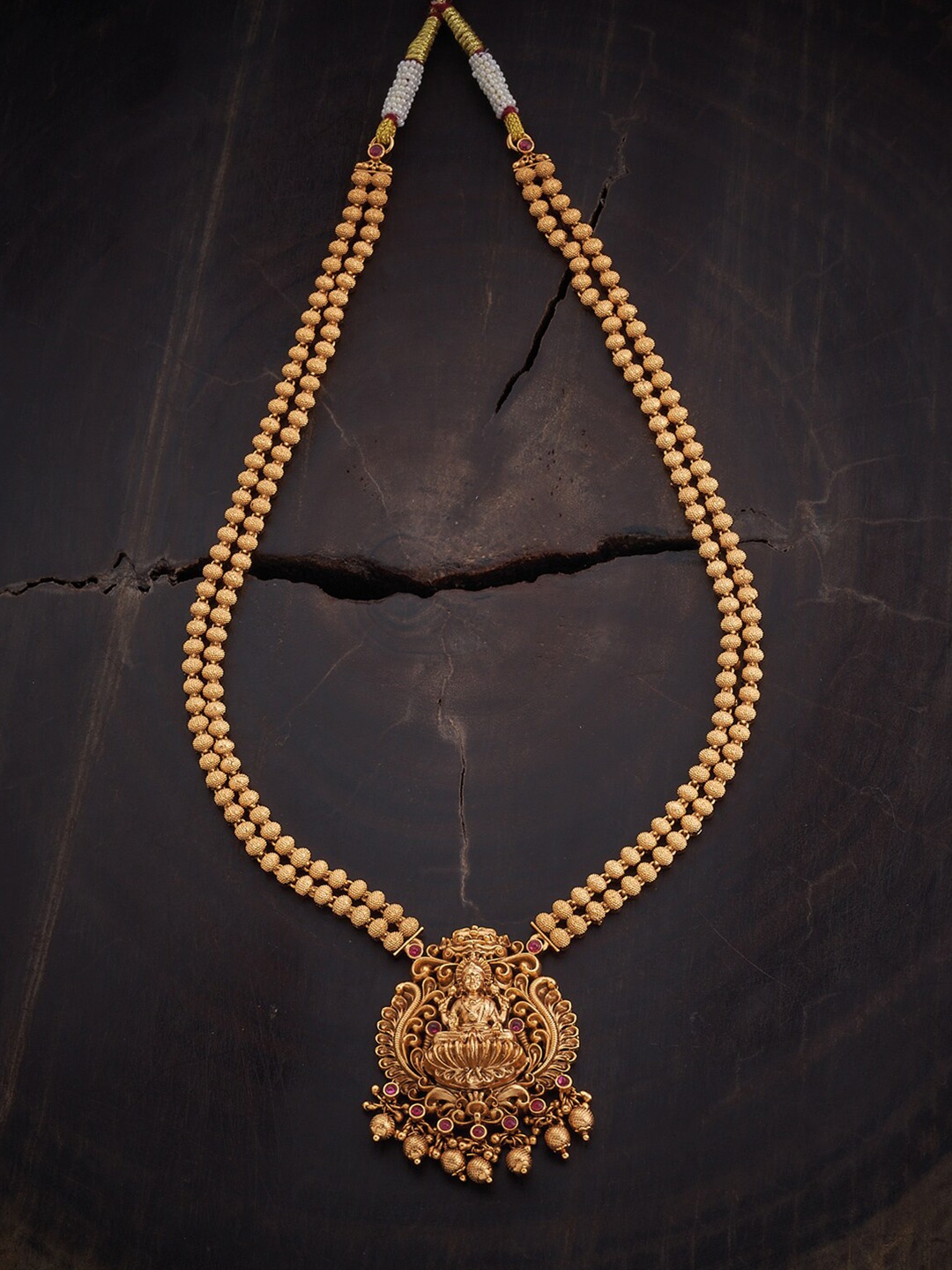 

Kushal's Fashion Jewellery Gold-Plated Stones Studded Temple Necklace