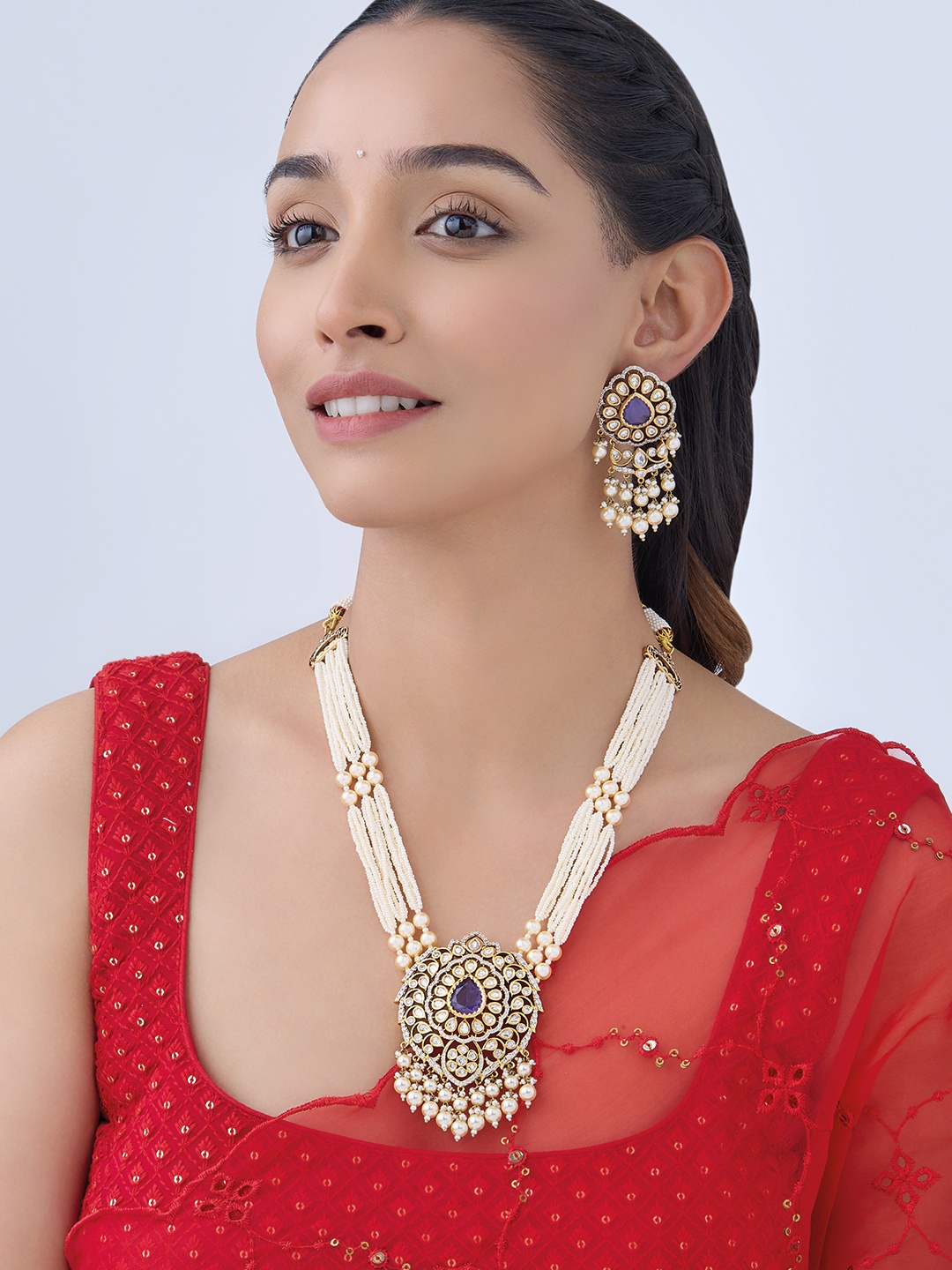 

Kushal's Fashion Jewellery Kundan Studded & Beaded Jewellery Set, Gold
