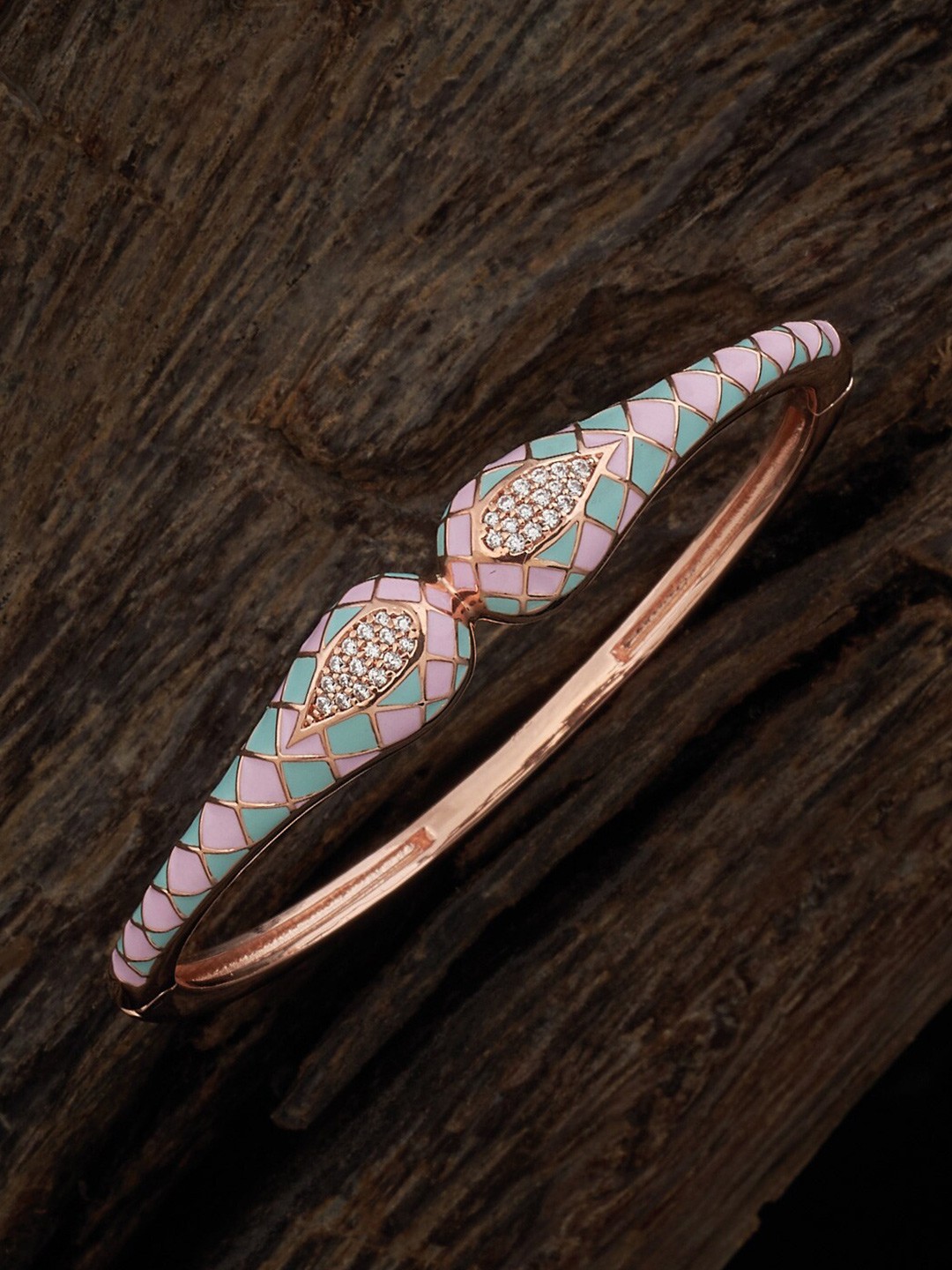 

Kushal's Fashion Jewellery Cubic Zirconia Rose Gold-Plated Cuff Bracelet