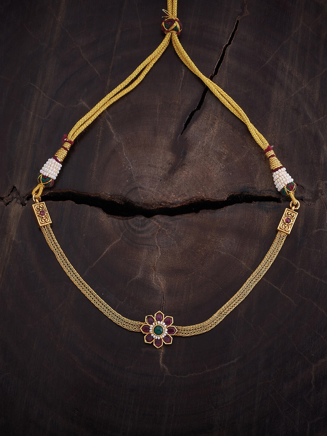 

Kushal's Fashion Jewellery Gold-Plated Stones Studded Antique Necklace