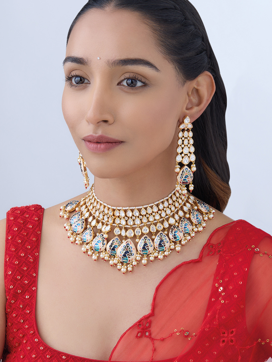 

Kushal's Fashion Jewellery Gold-Plated Kundan Studded & Beaded Jewellery Set