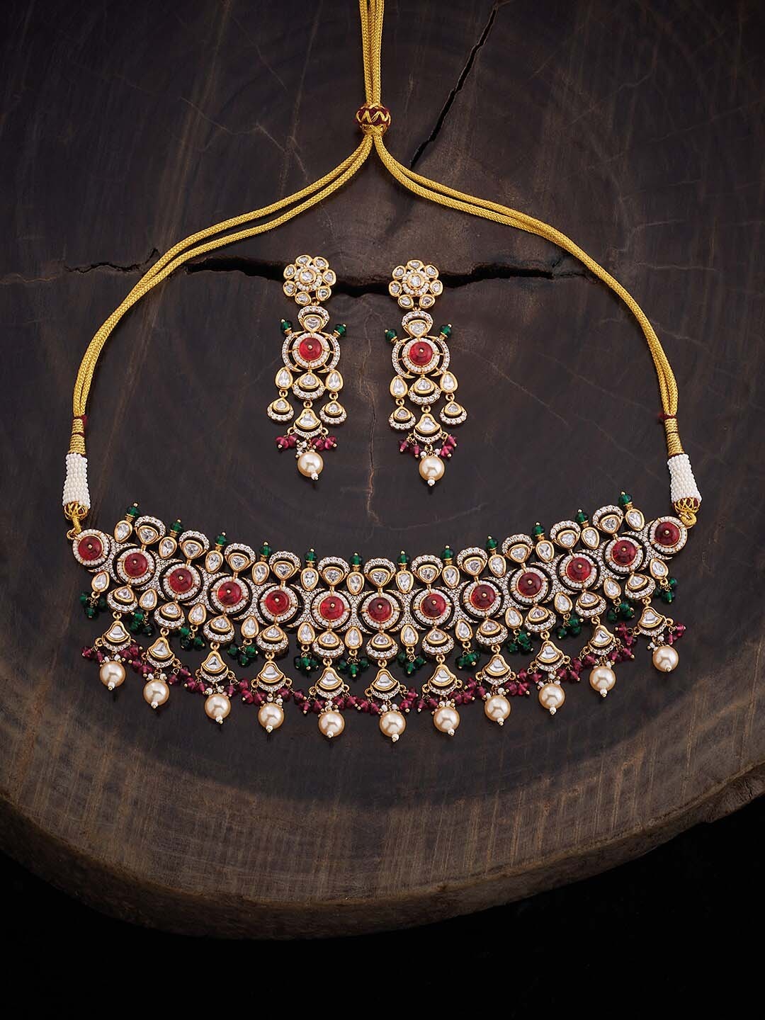 

Kushal's Fashion Jewellery Kundan Studded Jewellery Set, Gold