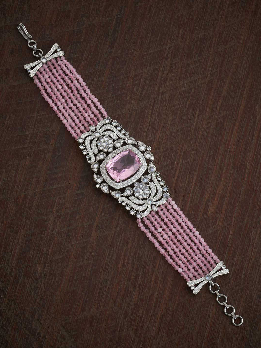 

Kushal's Fashion Jewellery Rhodium-Plated Cubic Zirconia Multistrand Bracelet, Silver