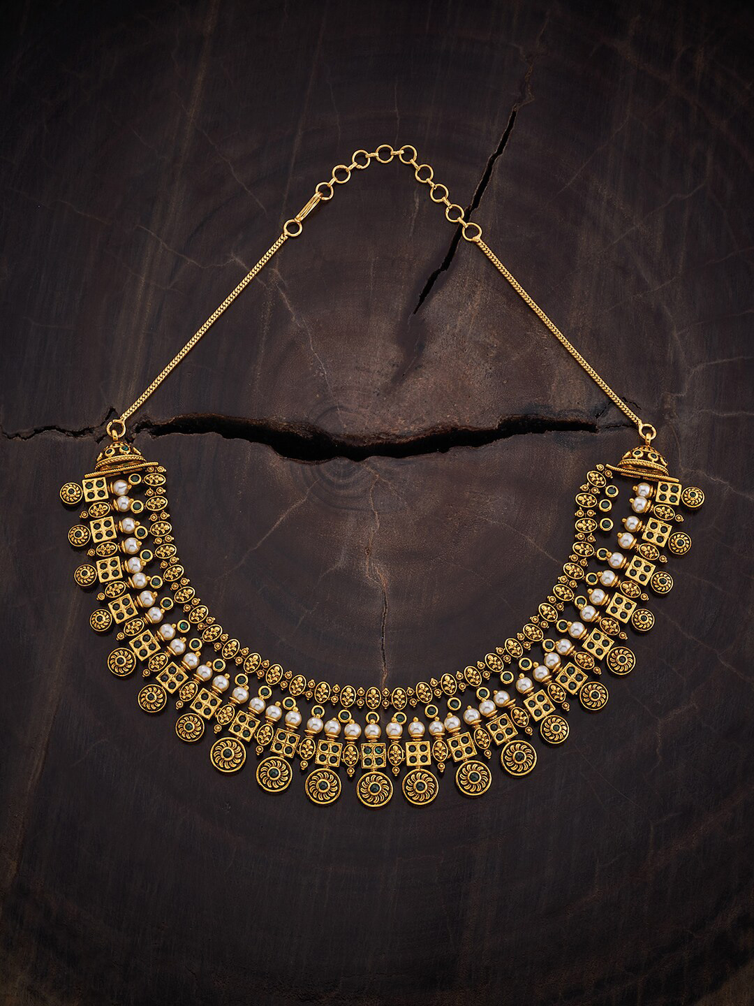 

Kushal's Fashion Jewellery Copper Gold-Plated Beaded Antique Necklace